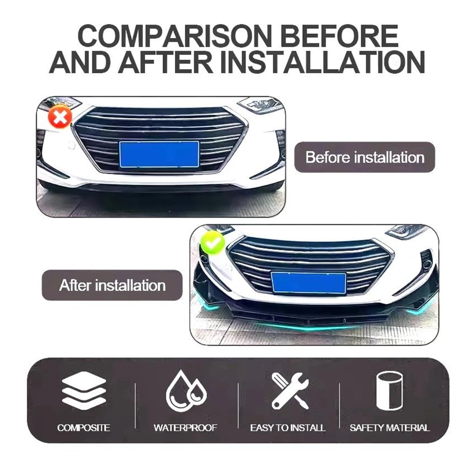 Per Spoiler Anteriore Per Maserati Per Ghibli M157 2013-2023 Splitter Paraurti Anteriore Esterno Sport Body Kit 5 Pezzi Spoiler Sezionale Car Spoiler Canards Kit(Fibra di carbonio)