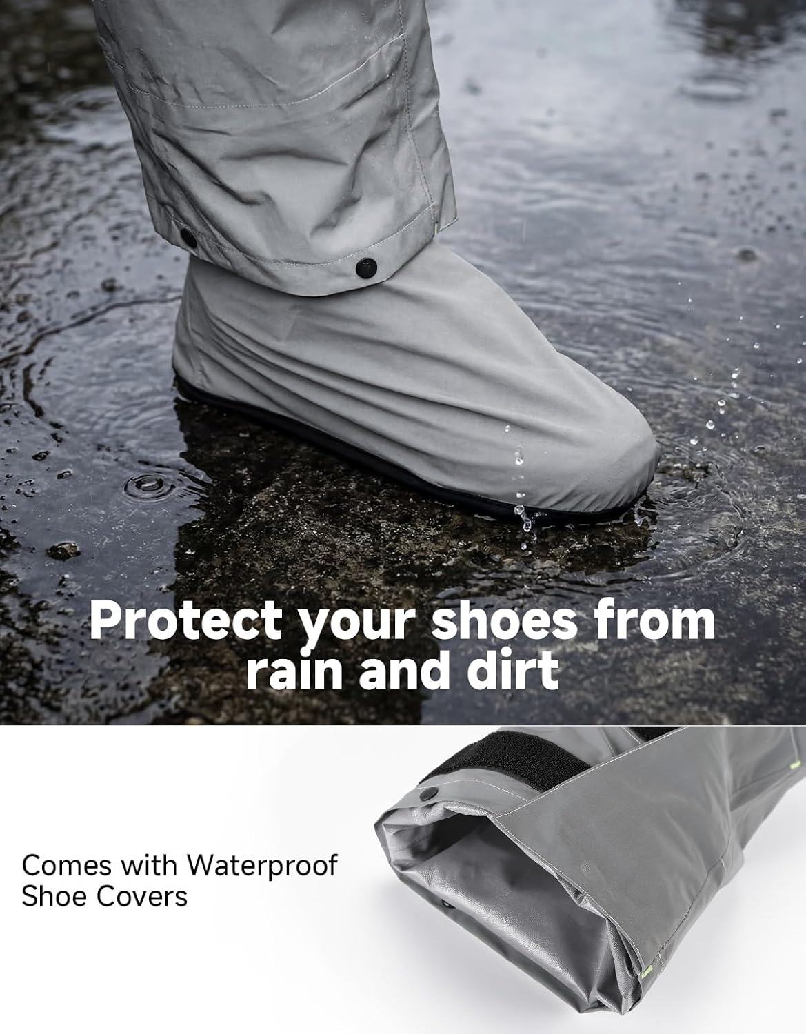 KEMIMOTO Men's Packable Waterproof Cycling Rain Pants, Windproof Breathable Lightweight Over Pants Outdoor Pants