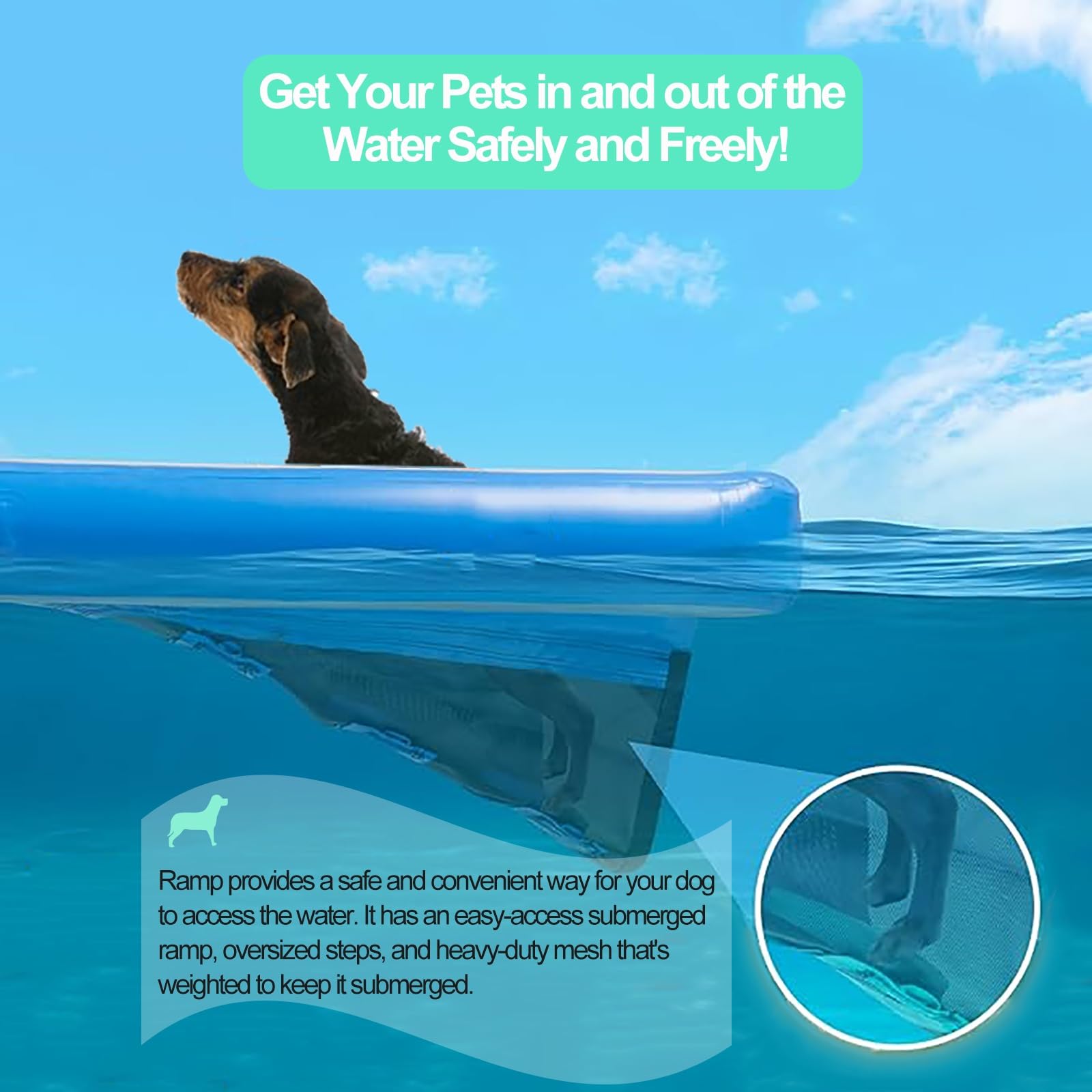 scaletta per cani da barca Barca galleggiante con scaletta per cani, scaletta galleggiante per cani in schiuma EVA antiscivolo con rampa per barca per cani per piscine, moli, mare e spiagge, rampa gon