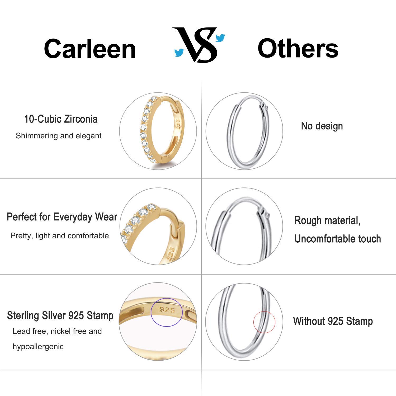 Aretes de aro de plata de ley 925 chapados en oro de 14 quilates, corte redondo, circonita cúbica, diamante simulado, pequeño, pequeño, delgado, con bisagras, joyería fina, regalos de 5