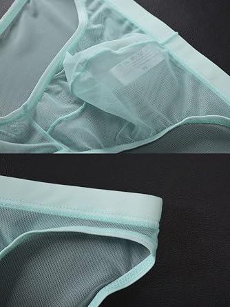 4 Pack Mens Super Thin Mesh Hollow Lingerie Triangle Bikini and Briefs Underwear