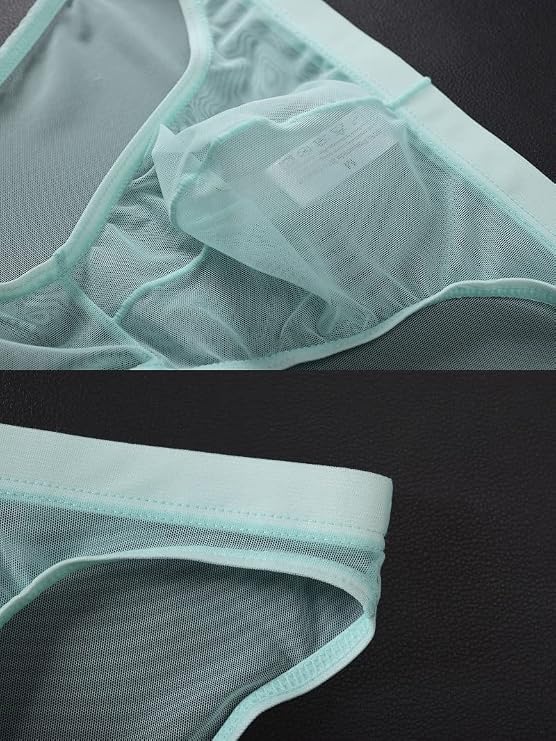 4 Pack Mens Super Thin Mesh Hollow Lingerie Triangle Bikini and Briefs Underwear