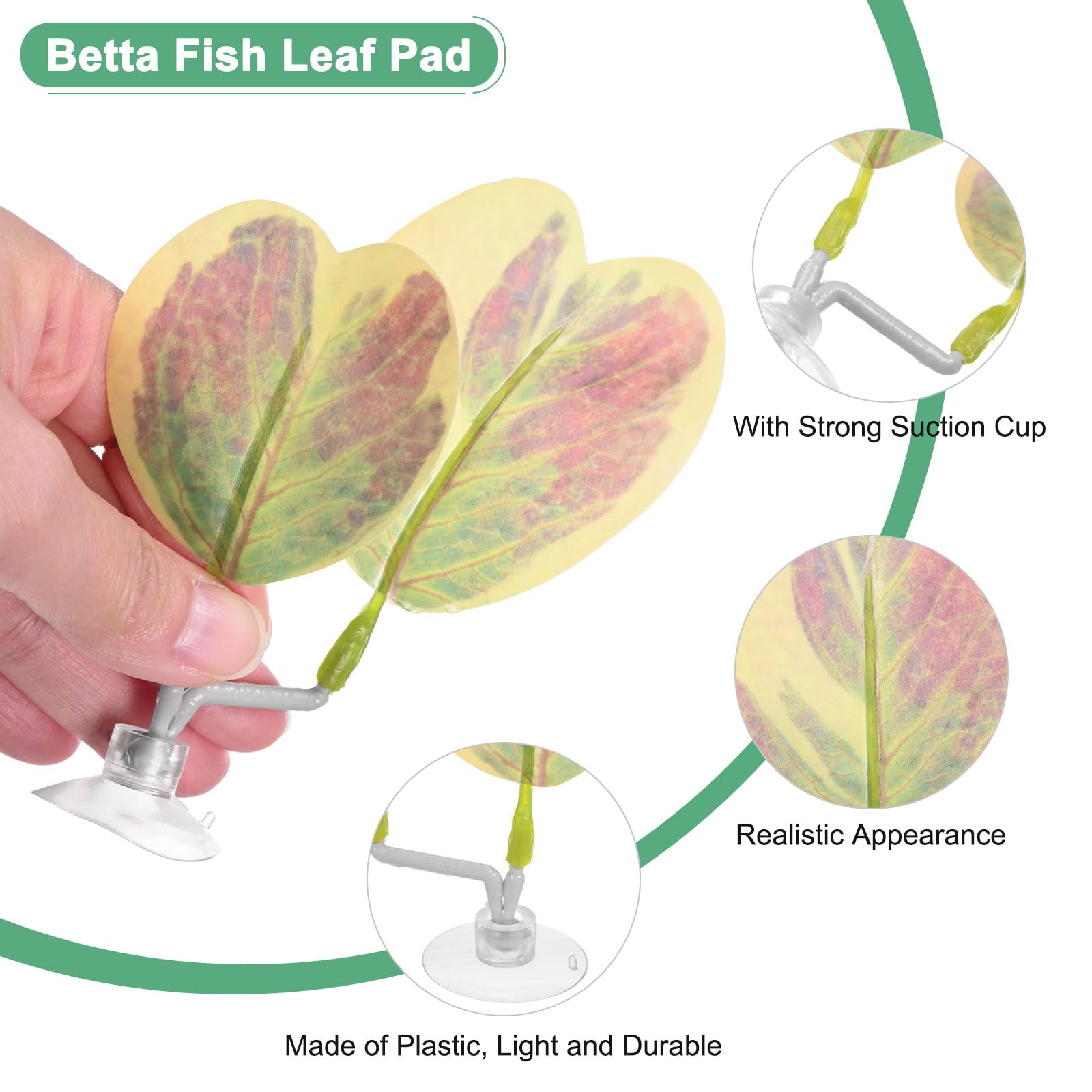 M METERXITY 2-Pack Betta Fish Leaf Pad, Hammock Plant Leaf Pad - Image 2