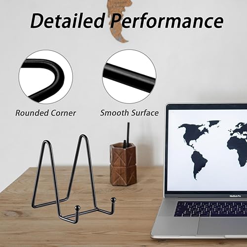 Miniatura 5 de SEUNGCH 12 soportes negros de 4.3 pulgadas para exhibiciones, caballetes de hierro para portarretratos de hierro, soporte de exhibición de libros de