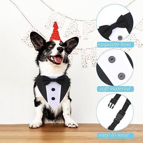 Miniatura 3 de Esmoquin para perro, collar tipo bandana de boda con pajarita, traje de esmoquin ajustable para perro, disfraz formal de perro, esmoquin de fiesta