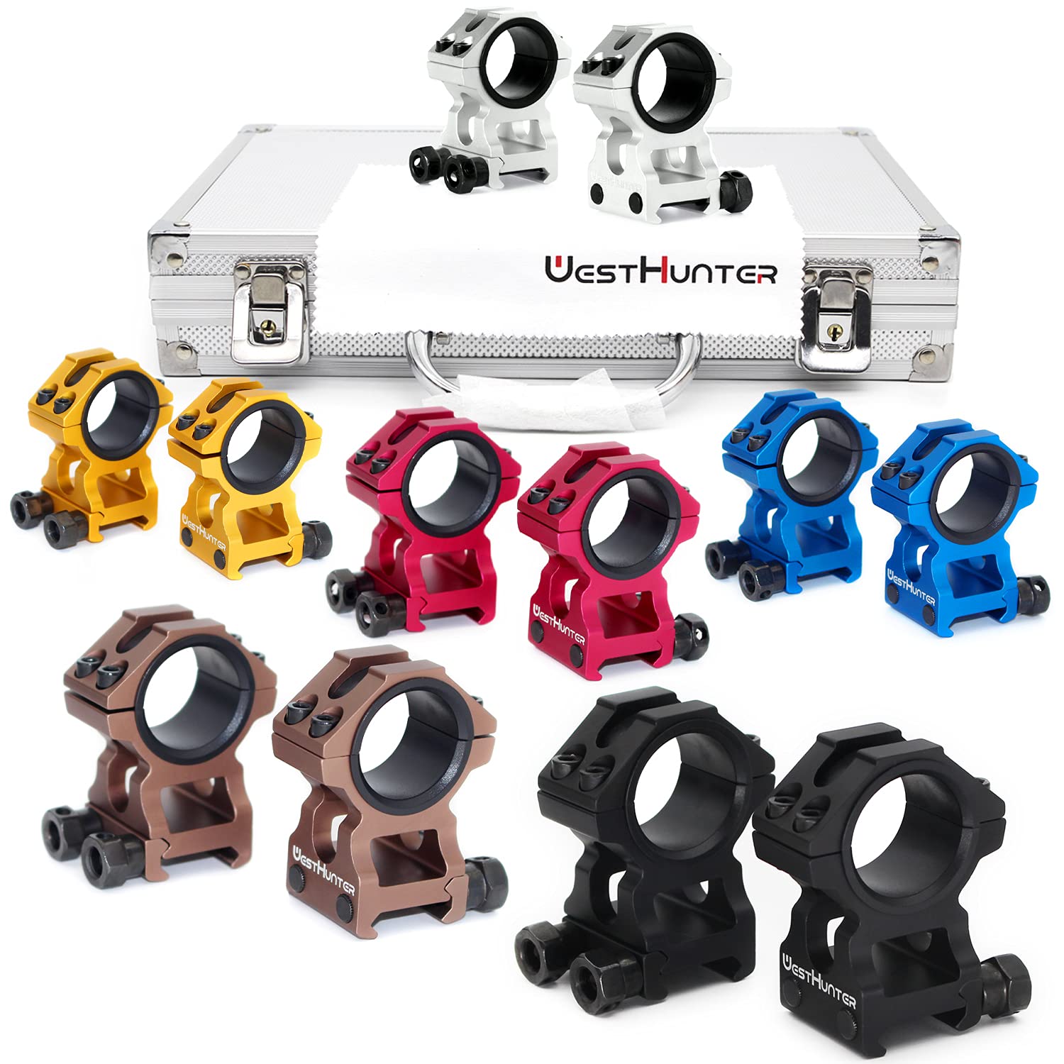 WestHunter Optics WH-5095 Anillas para Mira Telescópica, Exclusivamente para Actividades Deportivas | Silver, Altura Central de 36 mm