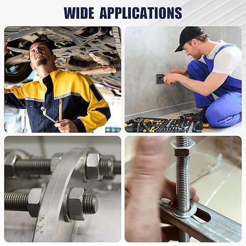 Miniatura 6 de WEGOUP Arandelas planas de metal de acero inoxidable 18-8 (304) para tornillos y pernos, kit de 100 arandelas surtidas (12 tamaños M3-M12), herrajes