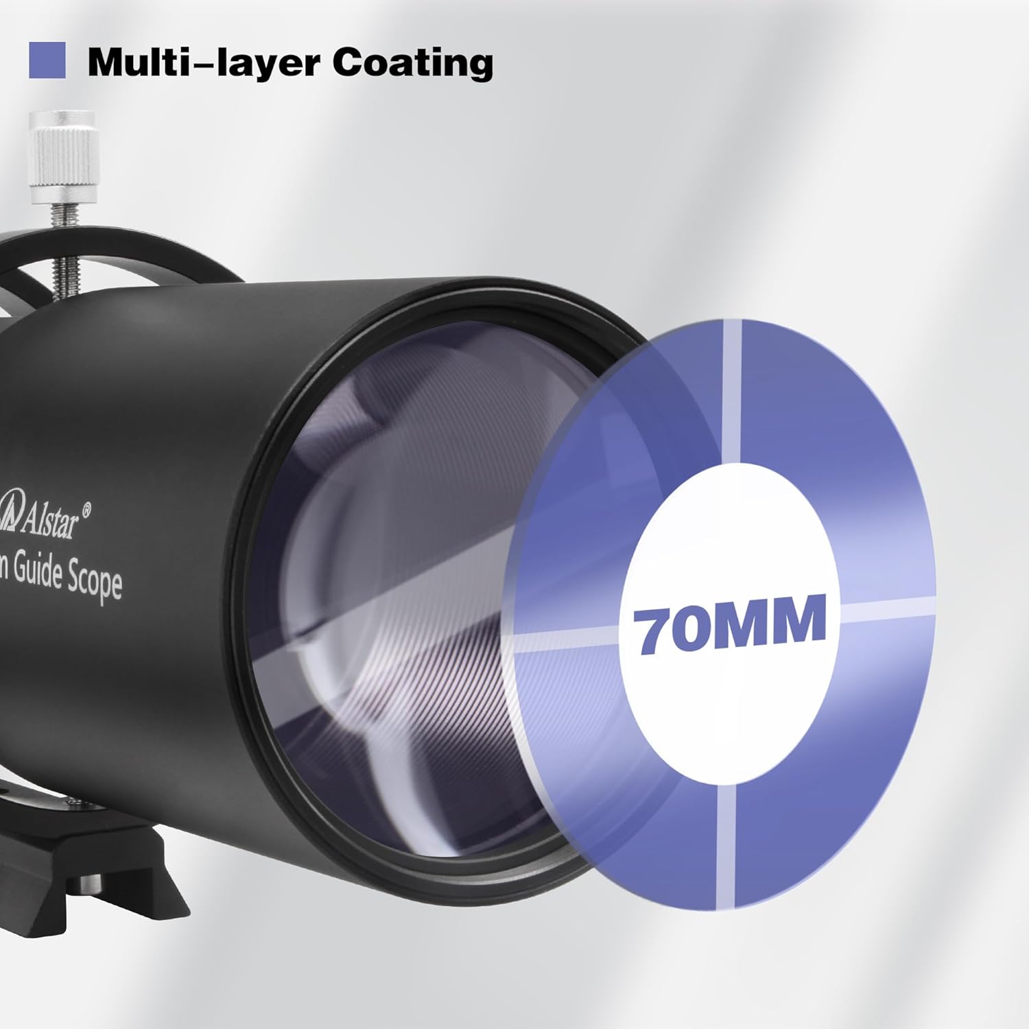 Alstar 70mm Compact Deluxe Finderscope - Bundle with - 7 Pair Dust Caps Set