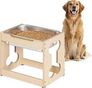 HOOBRO Height Adjustable Elevated Dog Bowl Stand