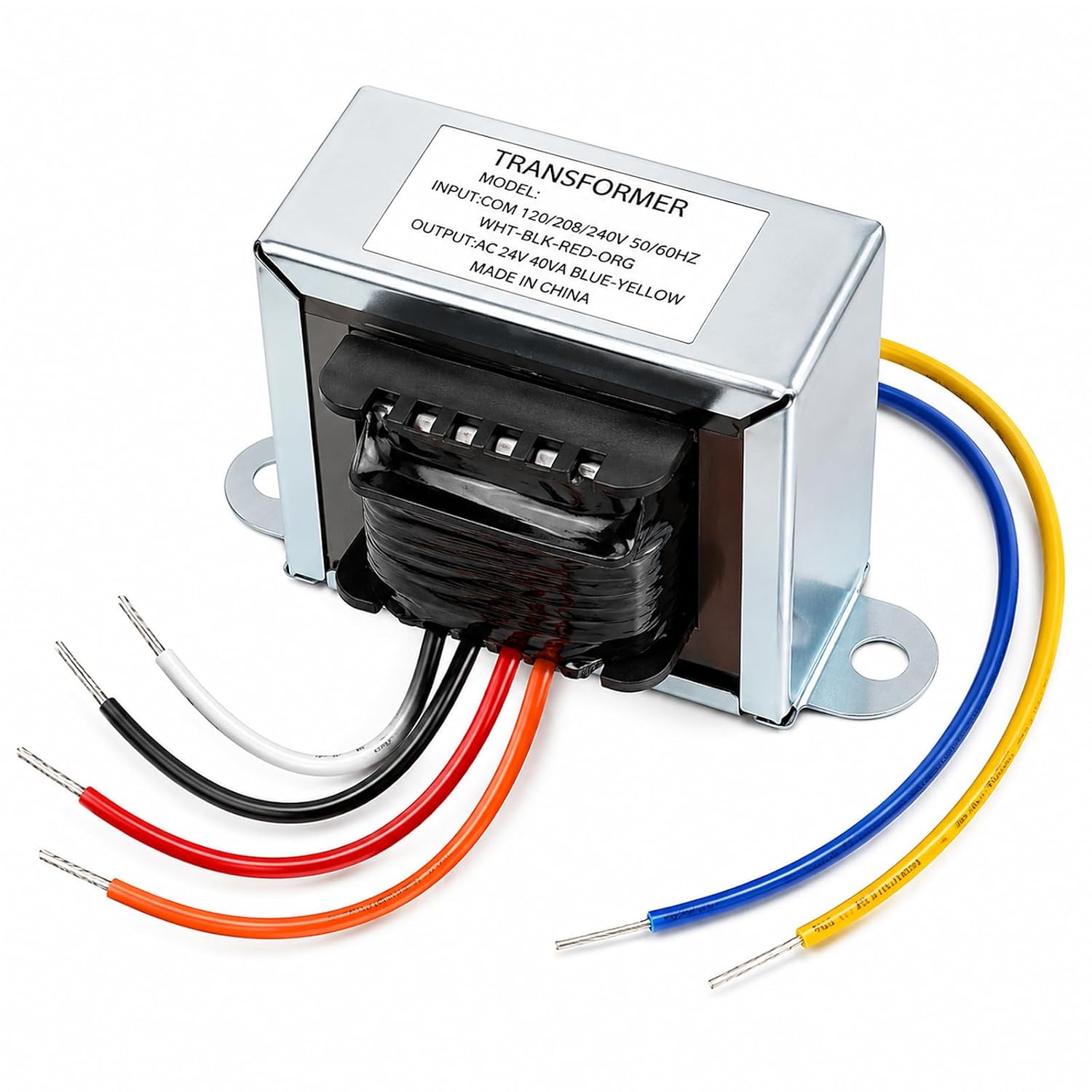 24V 40VA Multi-Tap Control Transformer, Primary 120/208/240V, Secondary 24V, HVAC Furnace Foot Mount, Replacement for 4031F PF42440 GT446