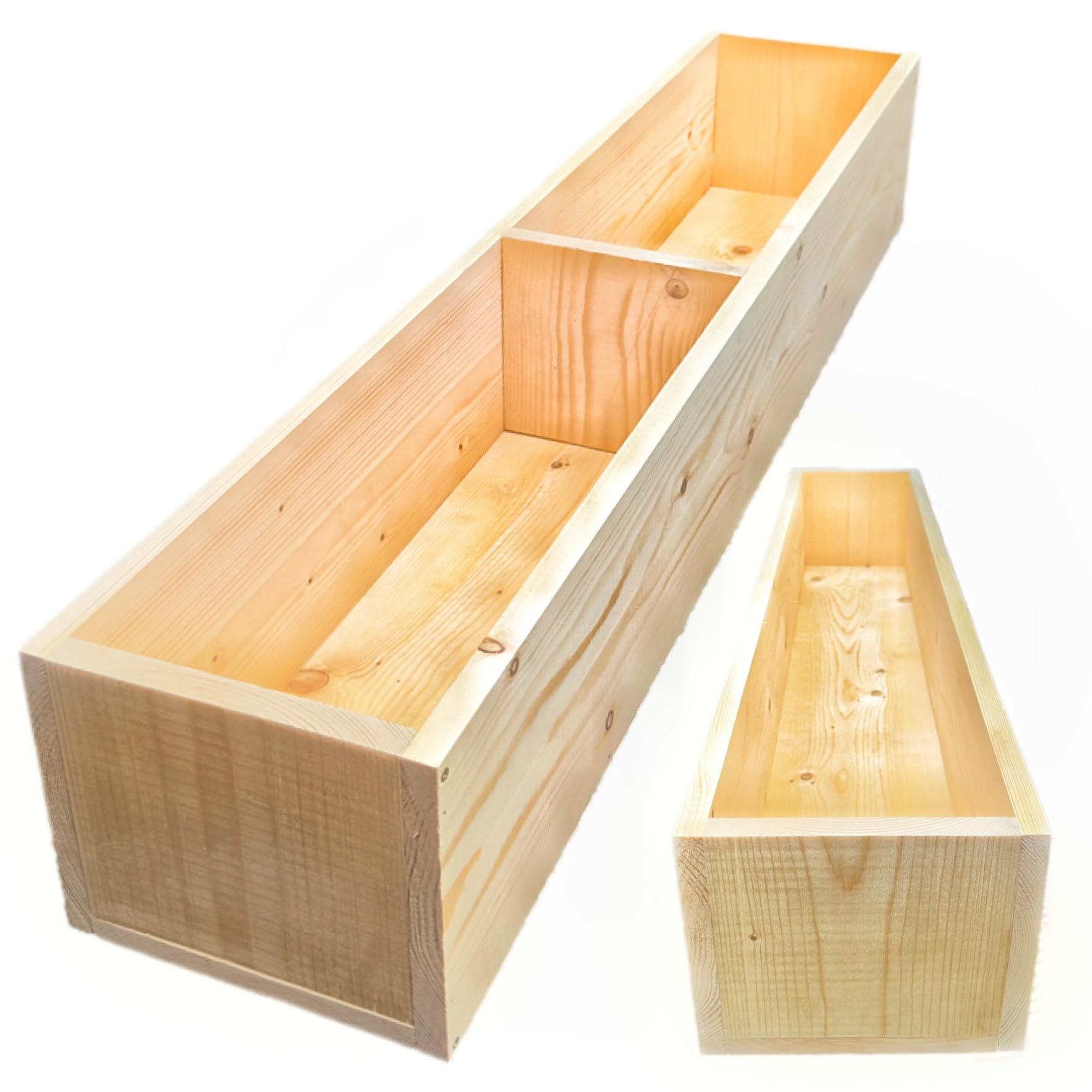 Long Wooden Planter Box Solid Pine Natural Wood Fully Assembled Handmade | Ideal for Flowers, Herbs, Vegetables | Various Sizes (Medium Brown, Small 55cm)