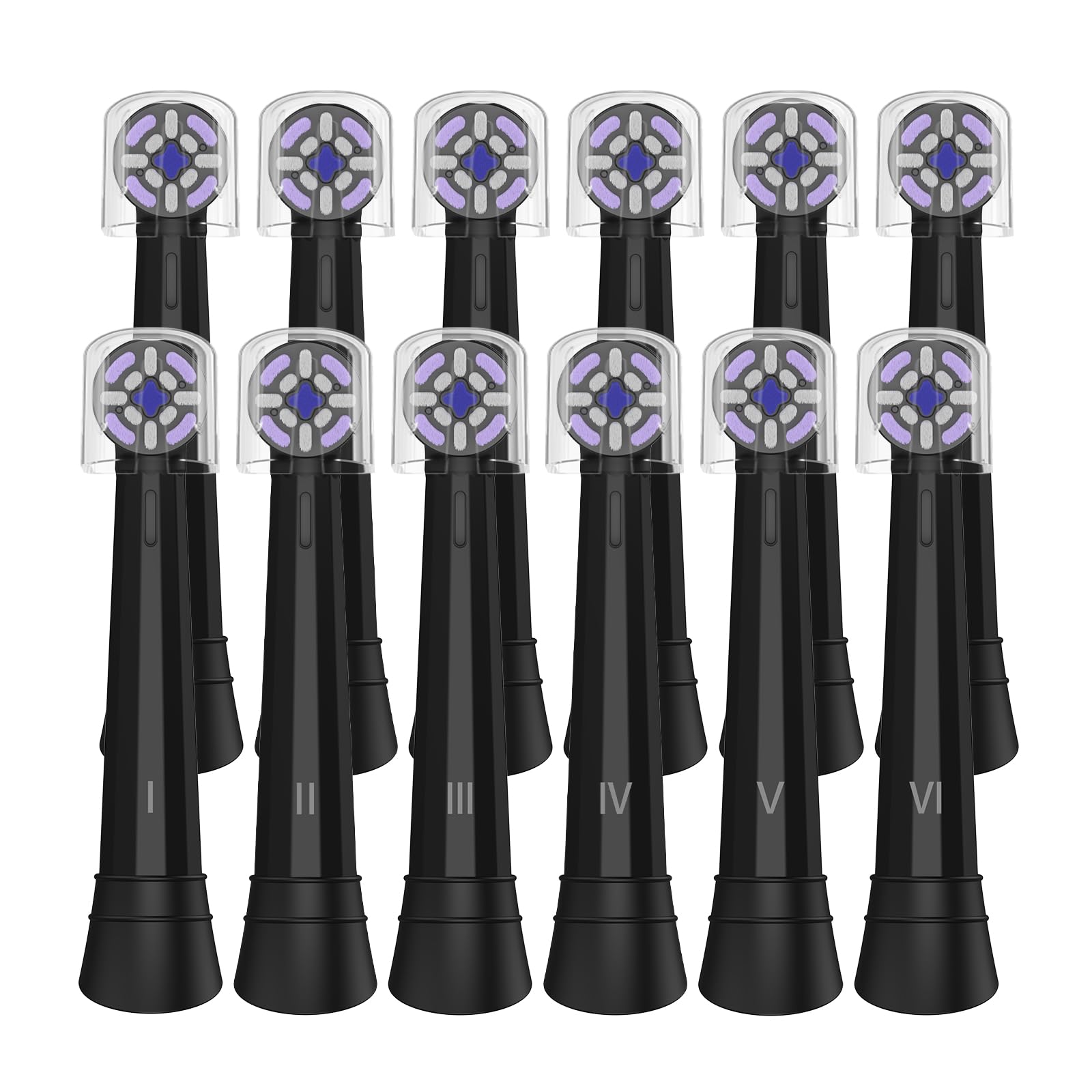 Cabezales de repuesto compatibles con cepillos de dientes eléctricos Oral-B, eliminan eficazmente la placa, fabricados con cerdas suaves Dupont, color negro, paquete de 12