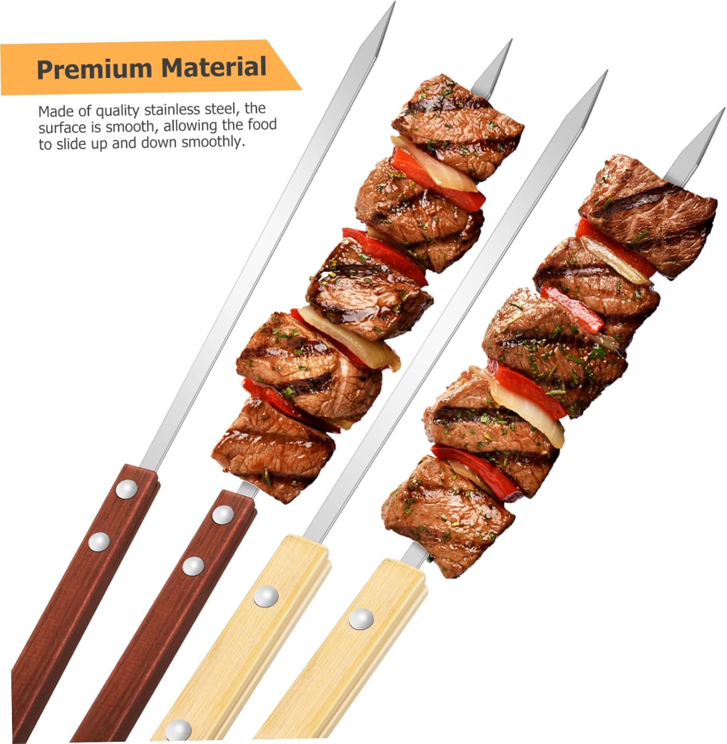 12-piece Bbq Skewers Kit Portable Grill Sticks with Wood Handles Multi-function Grill Tools for Camping Picnic
