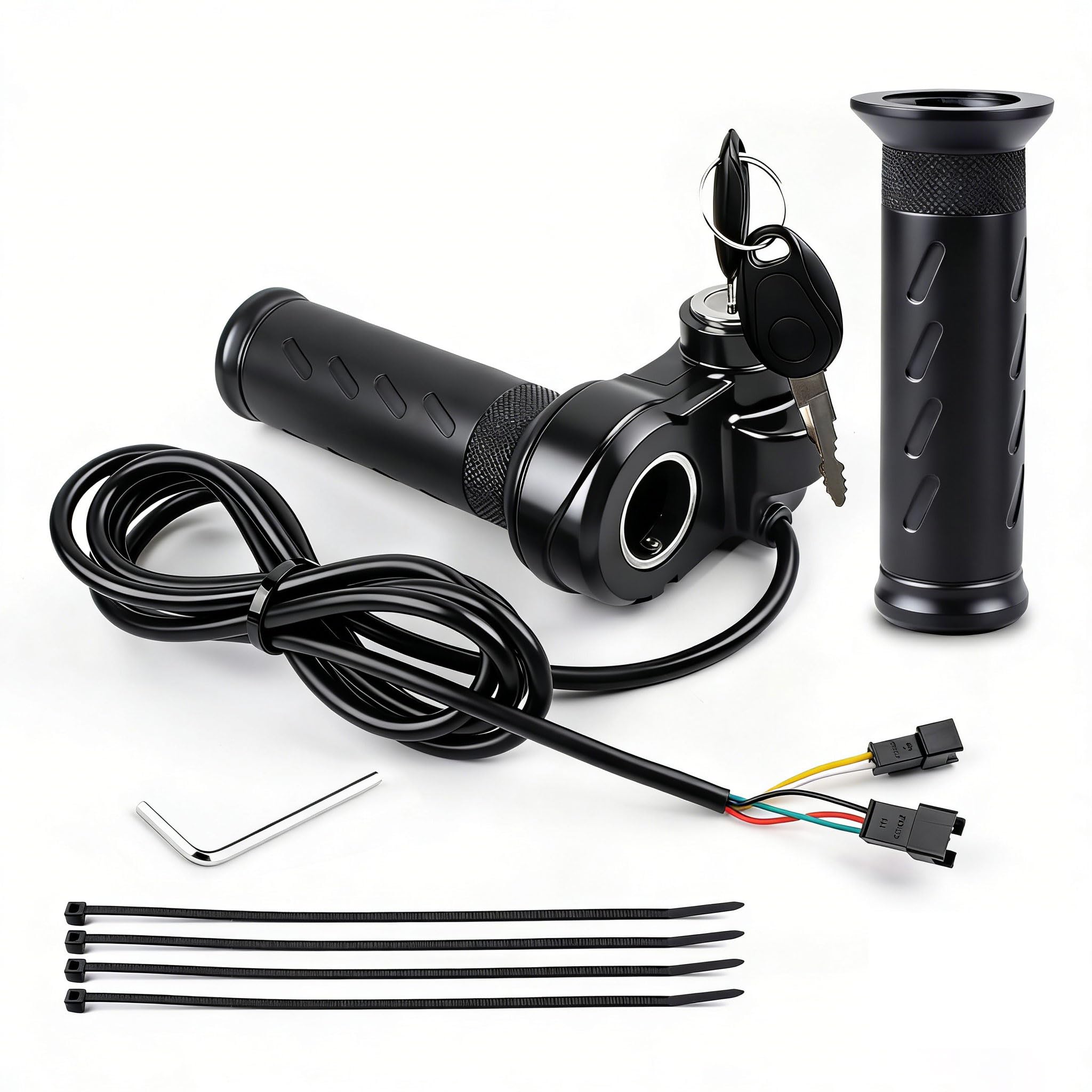 Ridstar Q20 Poignée d'accélérateur pour vélo électrique avec 2 clés, trottinette électrique universelle, design à torsion complète avec accélérateur à 3 broches pour vélo électrique