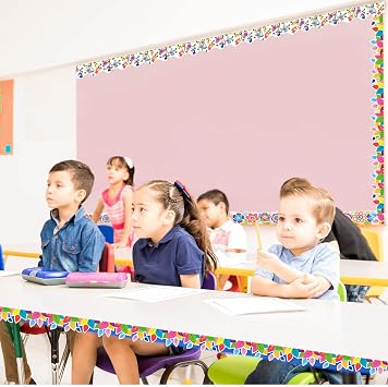 Sabary 59 ft Bulletin Board Borders Flower Birds Print Colorful Removable Blackboard Bulletin Board Trim Floral Paper Cutouts Classroom Decoration for Spring Summer Office School Back to School Decor