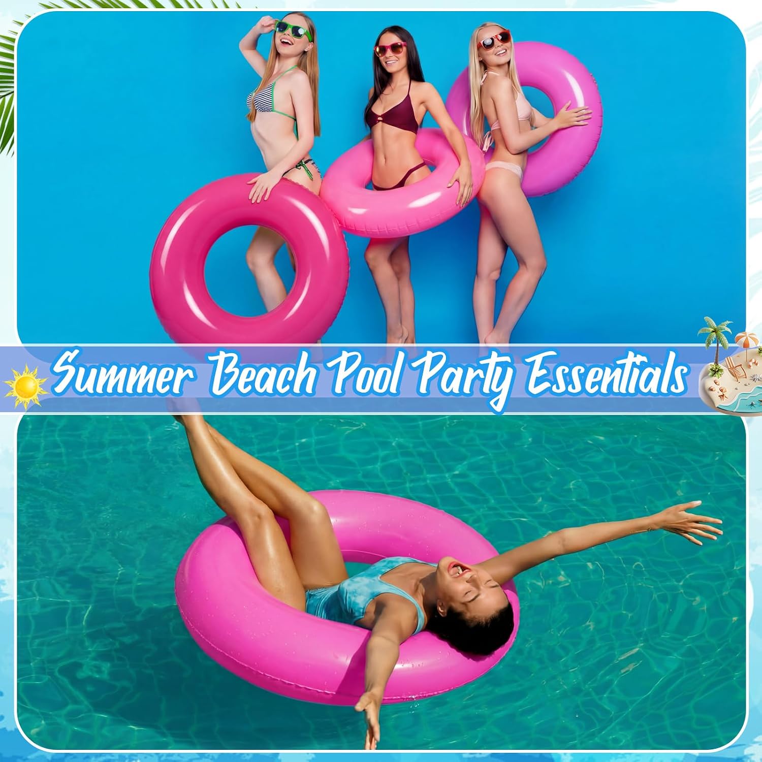 JellyArch 6 Pcs Inflatable Pool Float for Adult 28 Inch Swim Tube Bulk Pool Inner Tube Floaties Swimming Ring for Beach Party Decoration Women Men River Lake Summer Vacation Holiday