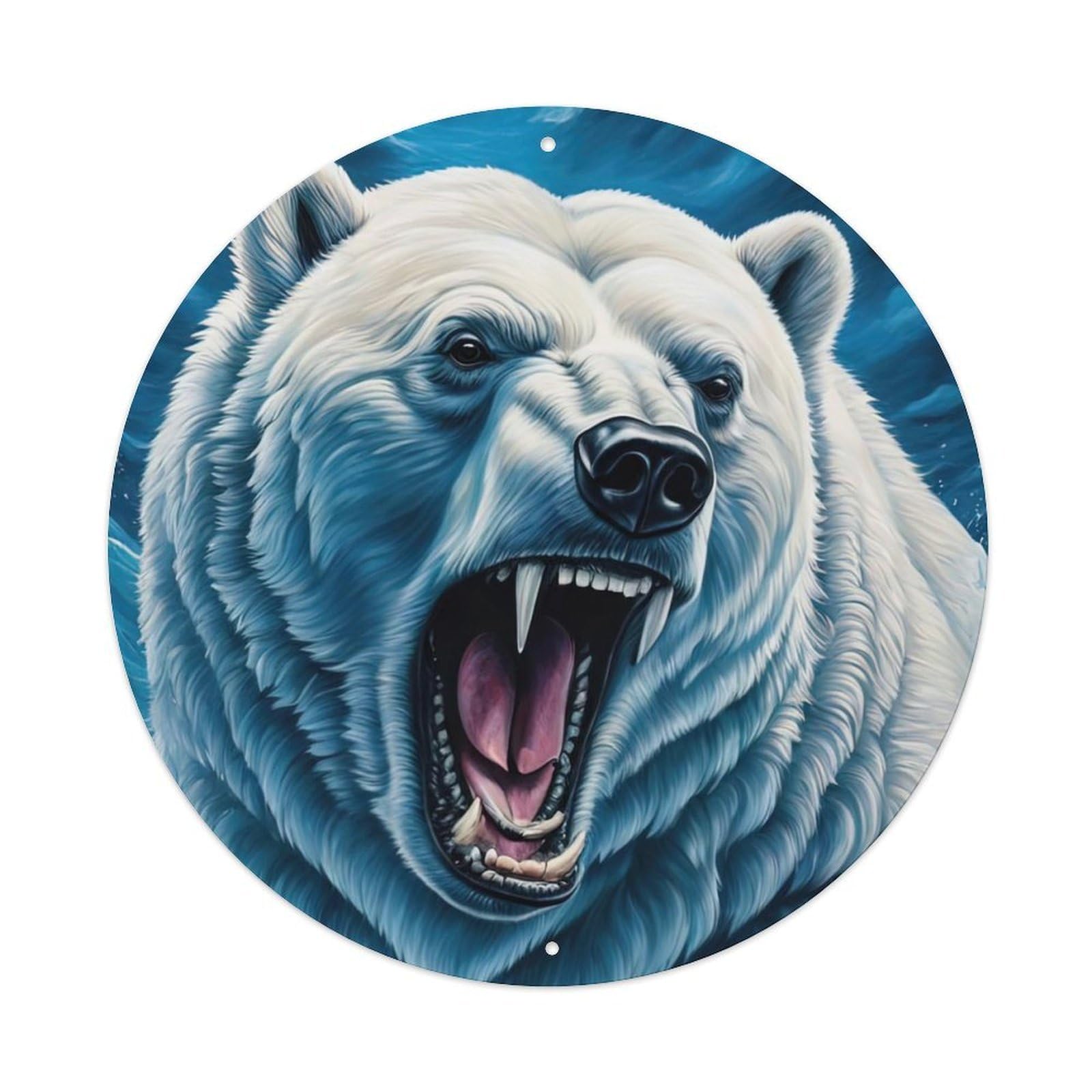The Roar of The Polar Bear Animal Artwork Vintage Metal Tin Sign Plaque Wall Decor for Cafe, Club Bar, Office, Garden Metal Poster 8x8Inch