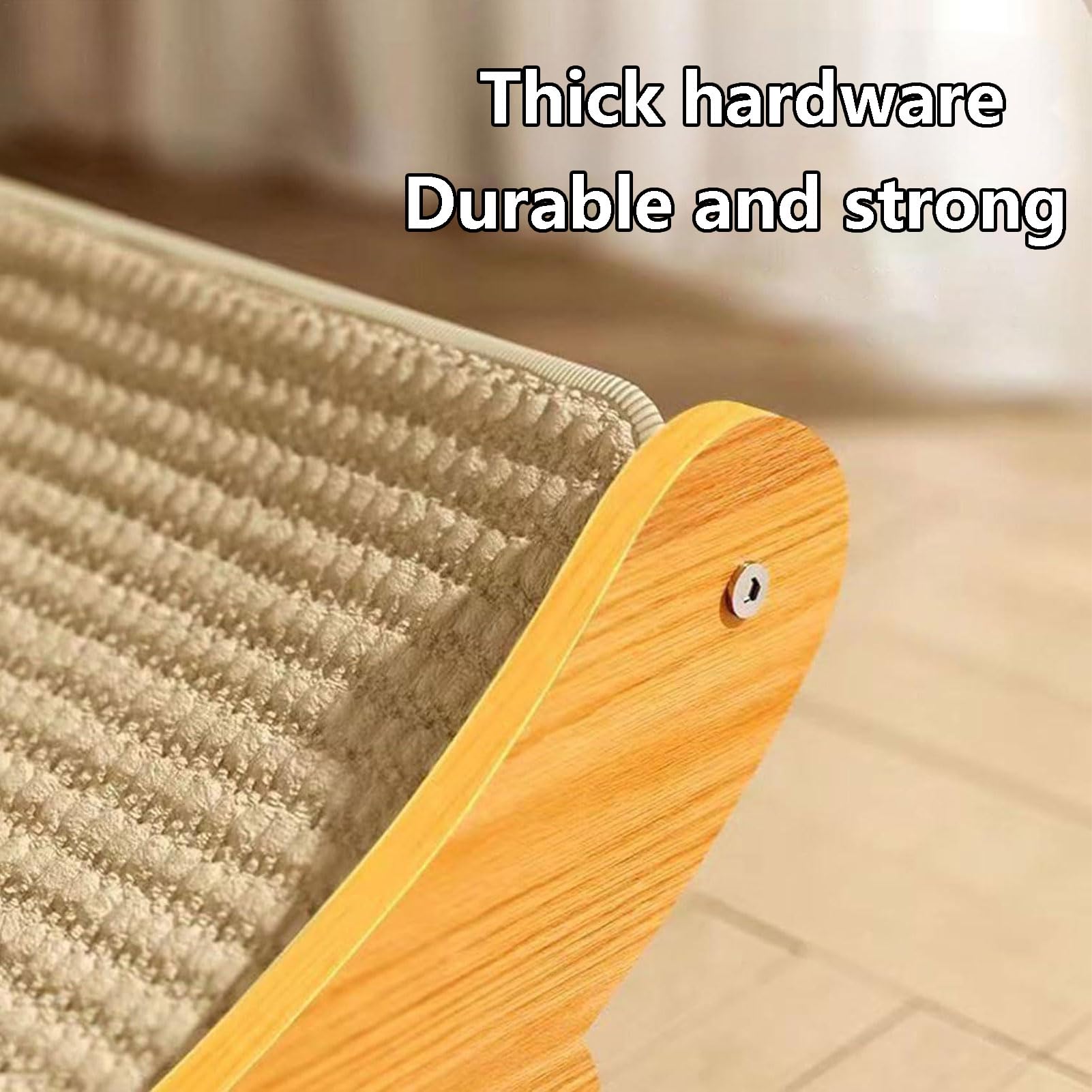 لوح خدش للقطط 2 في 1، كرسي سرير للقطط مع اطار خشبي صلب ووسادة خدش للقطط مقاومة للاهتراء، لوح خدش للقطط في الاماكن المغلقة لحماية الاثاث والسرير والاسترخاء (طول 50 سم)