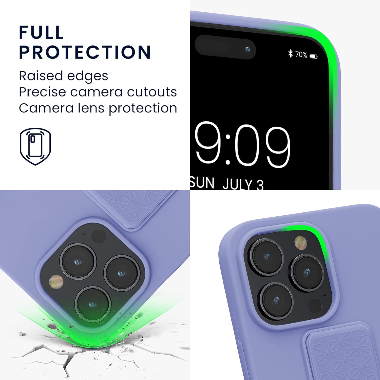 kwmobile Case Compatible with Apple iPhone 14 Pro Max - Case with Hand Strap and Stand Soft TPU Silicone Coating - Lavender - Image 3