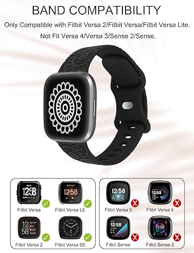Miniatura 2 de Correa de reloj compatible con Fitbit Versa 2VersaVersa Lite para mujeres y hombres, bonita correa deportiva de silicona suave y elegante con diseño