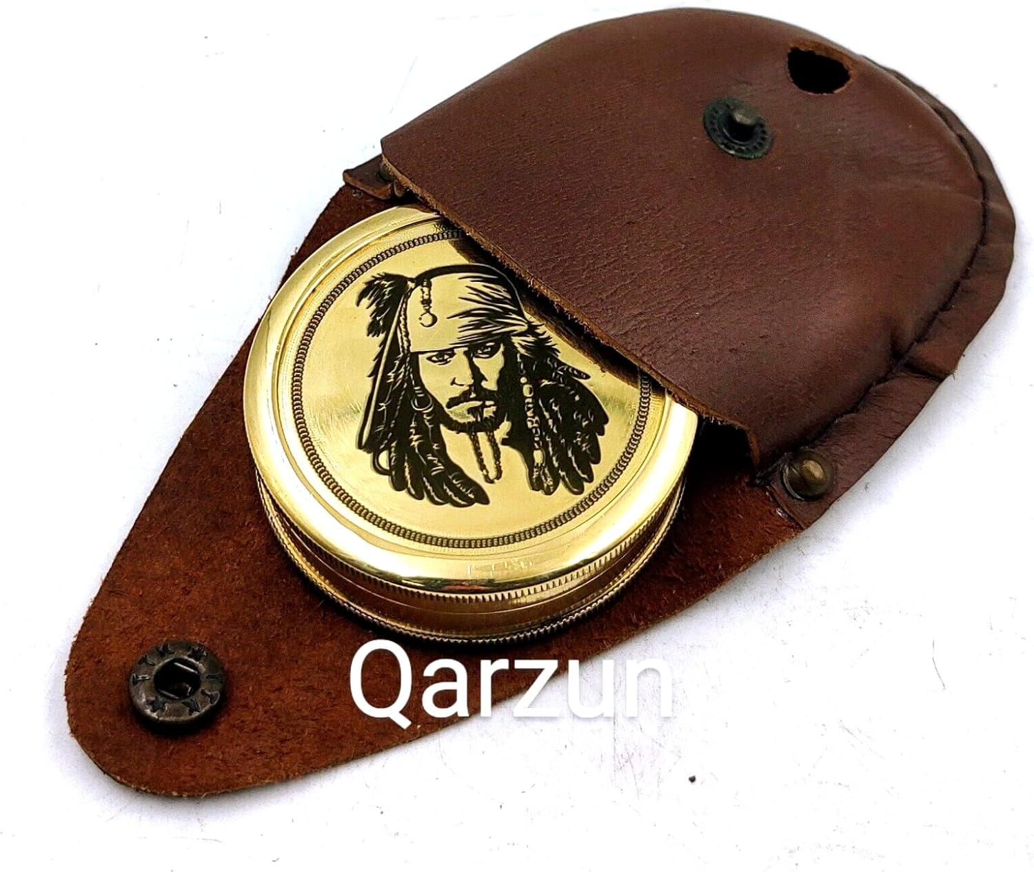 Captain Jack Sparrow Brass Compass with Leather Cover for Pirates Lovers