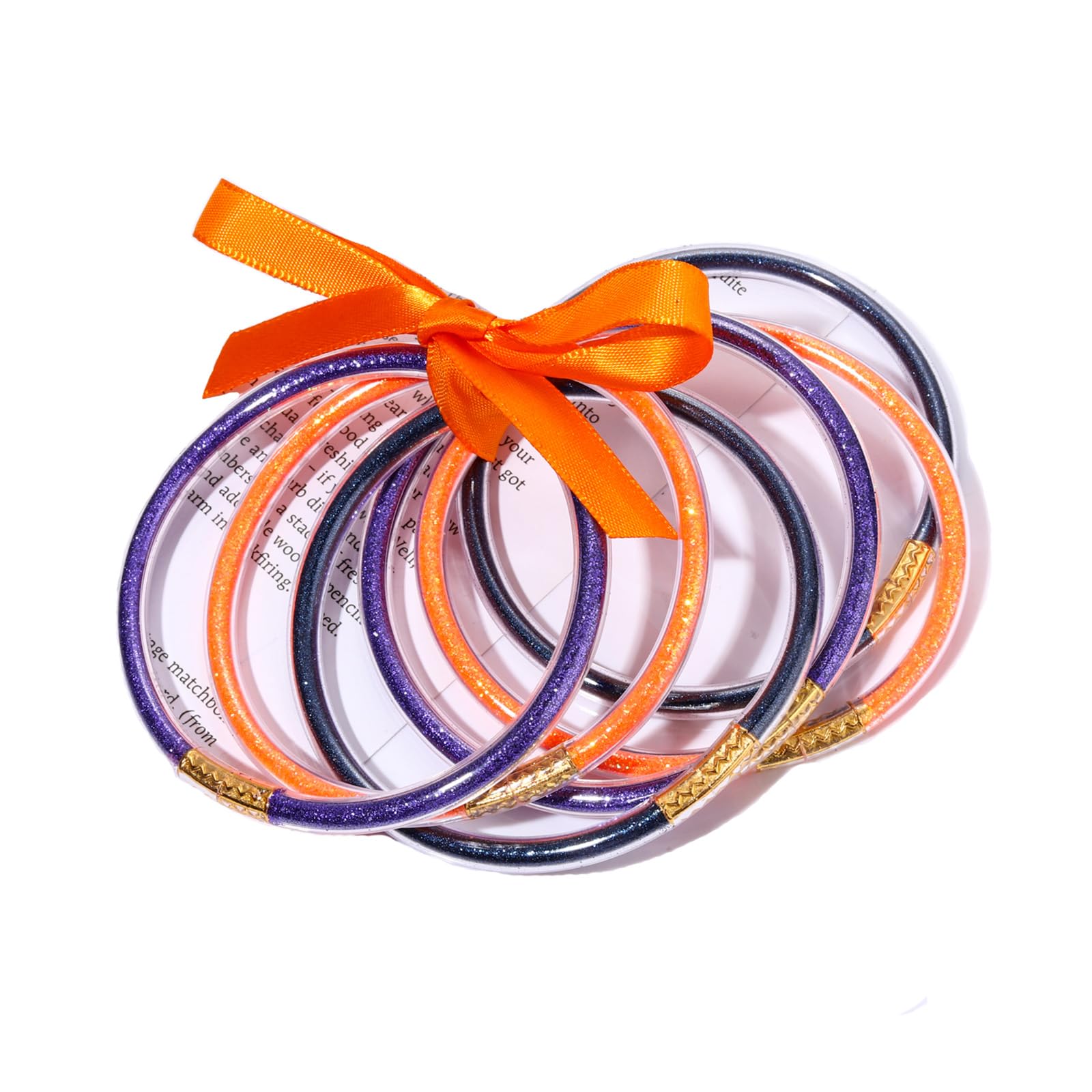 FAERLIIRYMardi Gras Bracelets Glitter Jelly Bangles Glitter Filled Jelly Silicone Bracelets for Women Girls Bracelets Set for Buddha Girl Waterproof Purple Green Gold Bangles Set