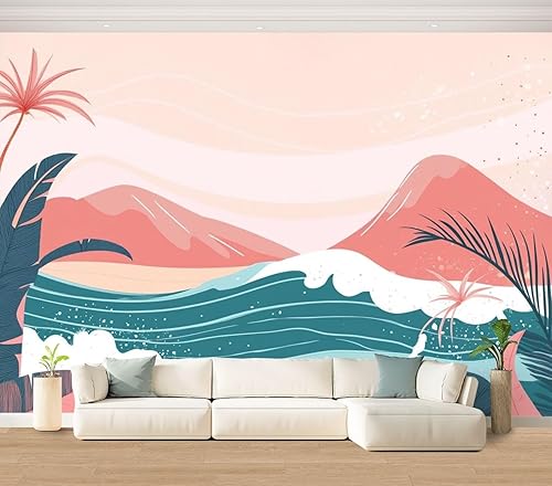 Miniatura 21 de Hawaii - Mural de pared retro exótico exótico tropical con olas de playa, paisaje, vintage, despegar y pegar, autoadhesivo, extraíble, adhesivo de