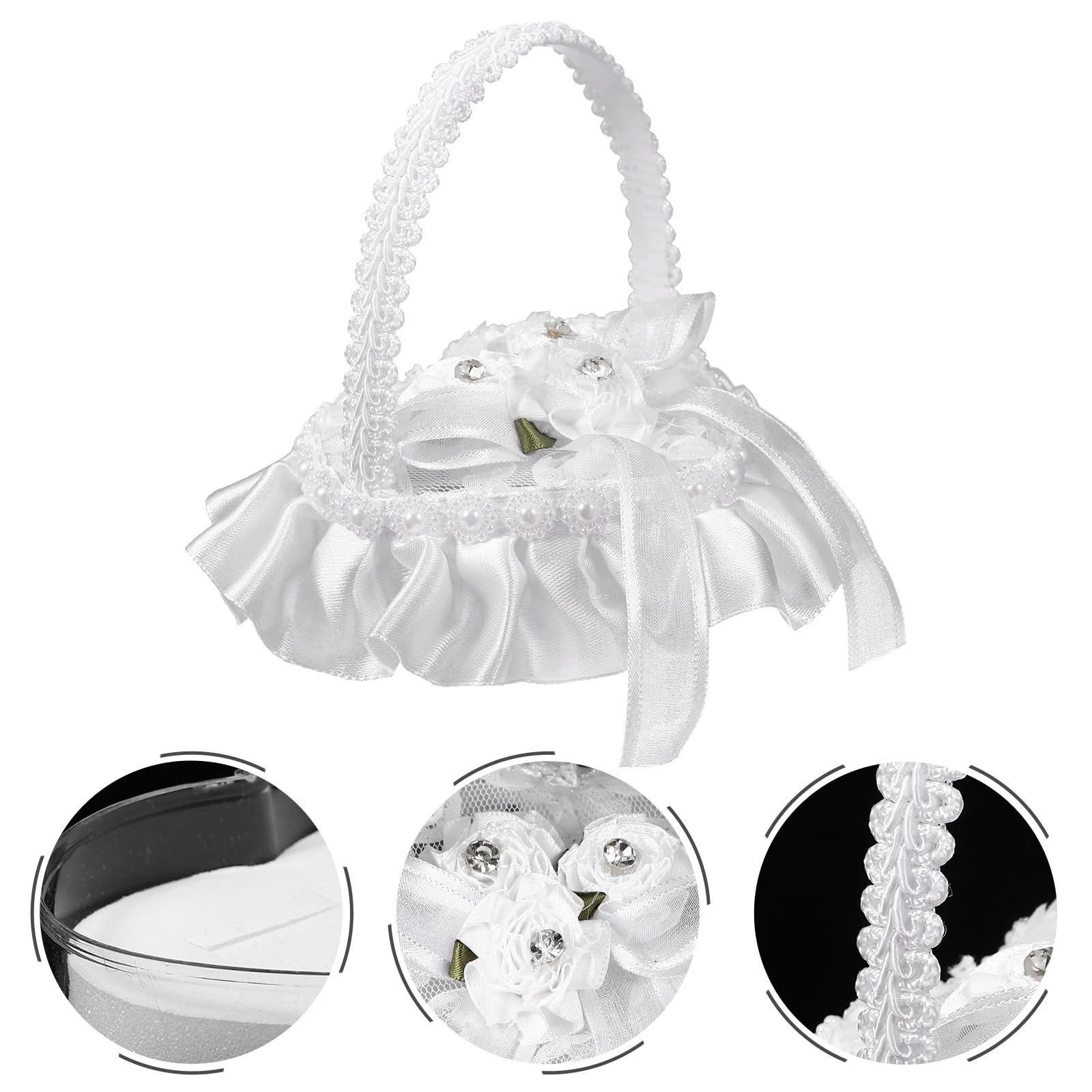 Ringkissen Hochzeit Hochzeit Herzform Spitze Ring Kissen Romantische Verlobungsring Box Halter Mit Griff for Zeremonie für Verlobung Oder Eheringe Party, Antrag(B)