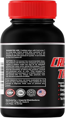 Miniatura 6 de Creatine X3 Thunder - Pastillas de monohidrato de creatina con certificación Halal - Suplementos trifásicos a granel de creatina para mejorar el