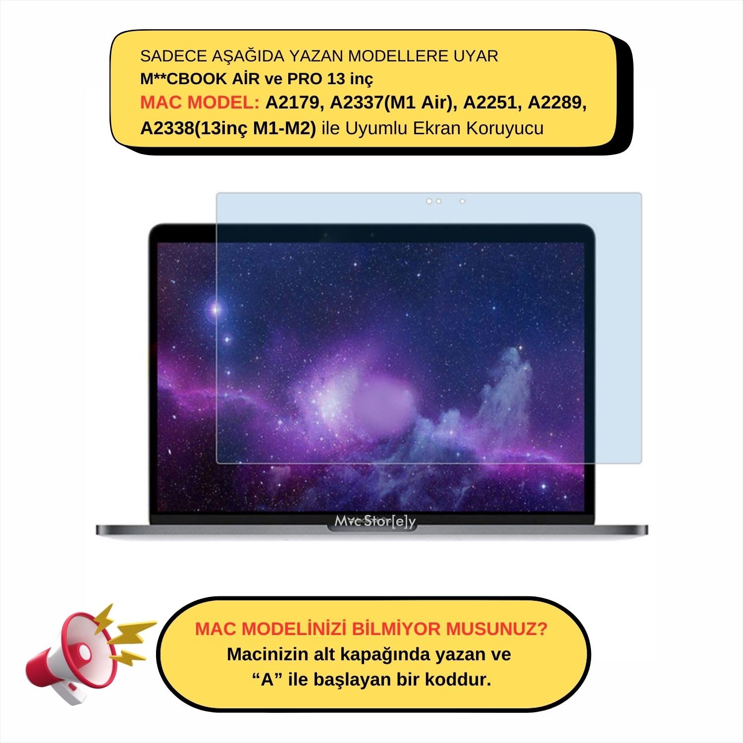 McStorey MacBook Pro 13.3 ve MacBook Air 13.3 Ekran Koruyucu Anti Blue Ray Mavi Işık Filtreli HD PET Film A1706 A1708 A1989 A2159 A2251 A2289 A2338 M1 M2 A1932 A2179 A2337 M1 Uyumlu Şeffaf