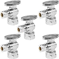 Vista 1 de Válvula de parada angular, tubo de hierro FIP de 1/2 pulgada x válvula de cierre de ángulo cromado de compresión con 1/4 de vuelta (paquete de 5)