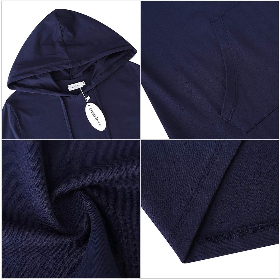 Clearlove Women's Stripe Pocket Knee Length Slim Pullover Hoodie Dress - Image 6