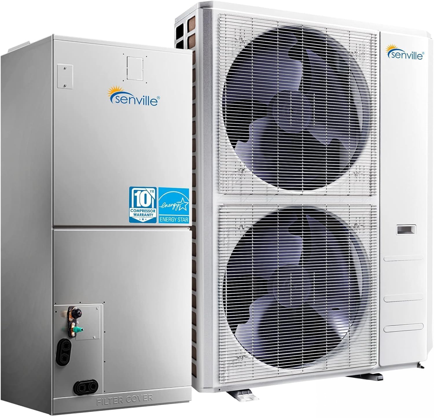 Senville 5 Ton Central Air Conditioner Heat Pump Split System, 55,000 BTU, Inverter, Variable Speed, 10KW AUX, 208/230V