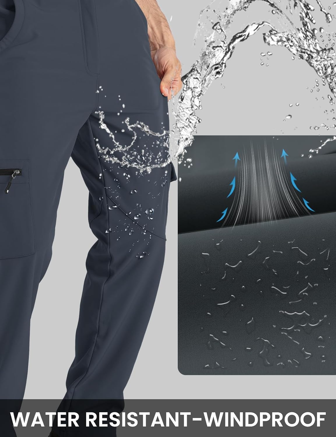 TBMPOY Men's Snow Ski Fleece Lined Hiking Pants Waterproof Winter Snowboard Warm Outdoor Insulated Pants Windproof - Image 4