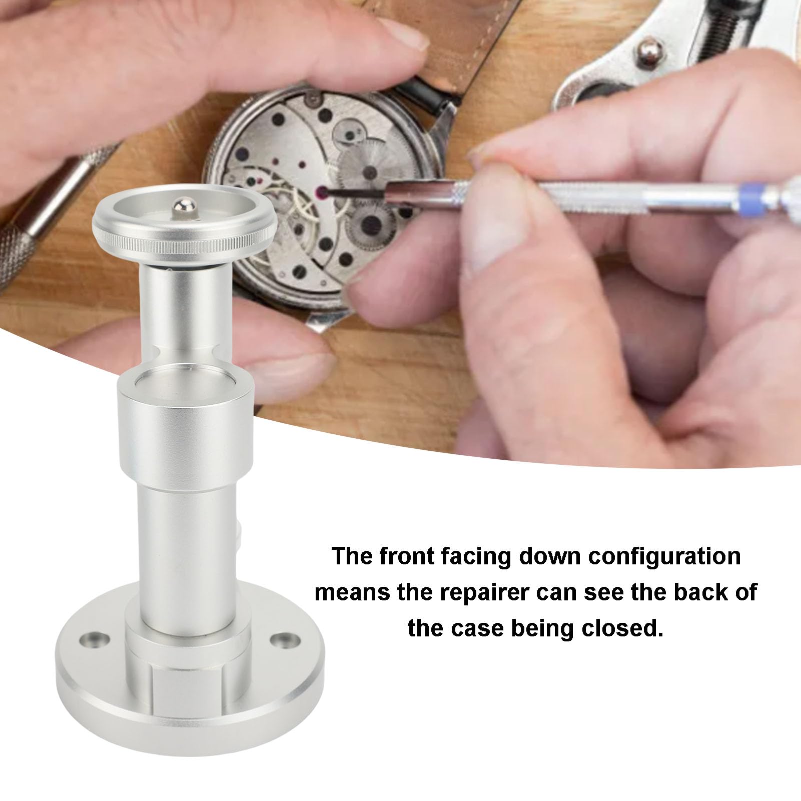 Fabater Herramienta de Prensa de Reloj Profesional E25 – Cierre de Caja Trasera de Reloj de Precisión Atornillada para Reparación, Juego de Prensa de de Metal Premium con Configuración Frontal para