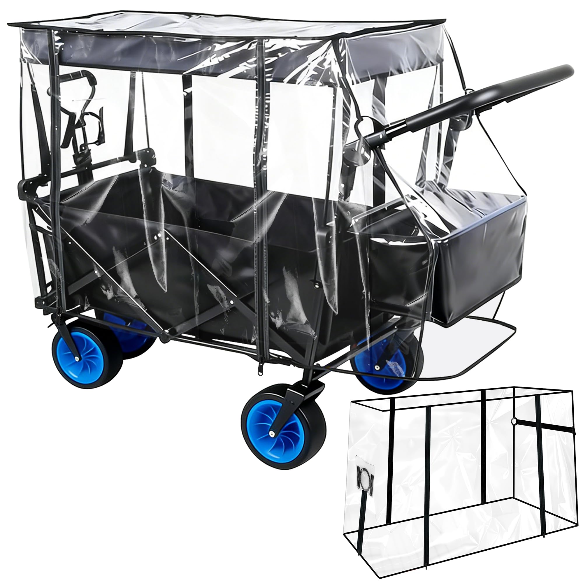 ohbien Wagon Rain Cover Waterproof, Collapsible Garden Cart Trolley Cover