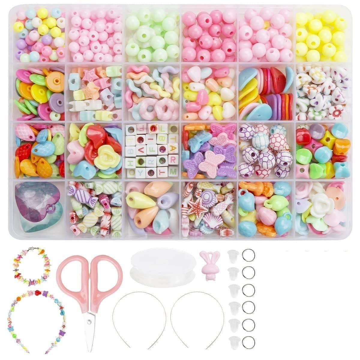 WICHARSH Plastic Beads for Kids Crafts Childrens Jewelry Making Kit DIY Bracelets Necklace Hairband and Rings Craft Kits Birthday for (DIYBeadsSet-8) 4, 5, 6, 7-Year-Old Little Girls (Multicolor) (B0CZ9S36GQ) Amazon Price History, Amazon Price Tracker