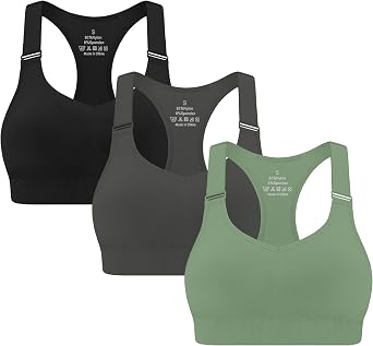 MIRITY 3-Pack Adjustable Padded Sports Bras for Women - High Support for Large Bust Workout Running Gym Fitness