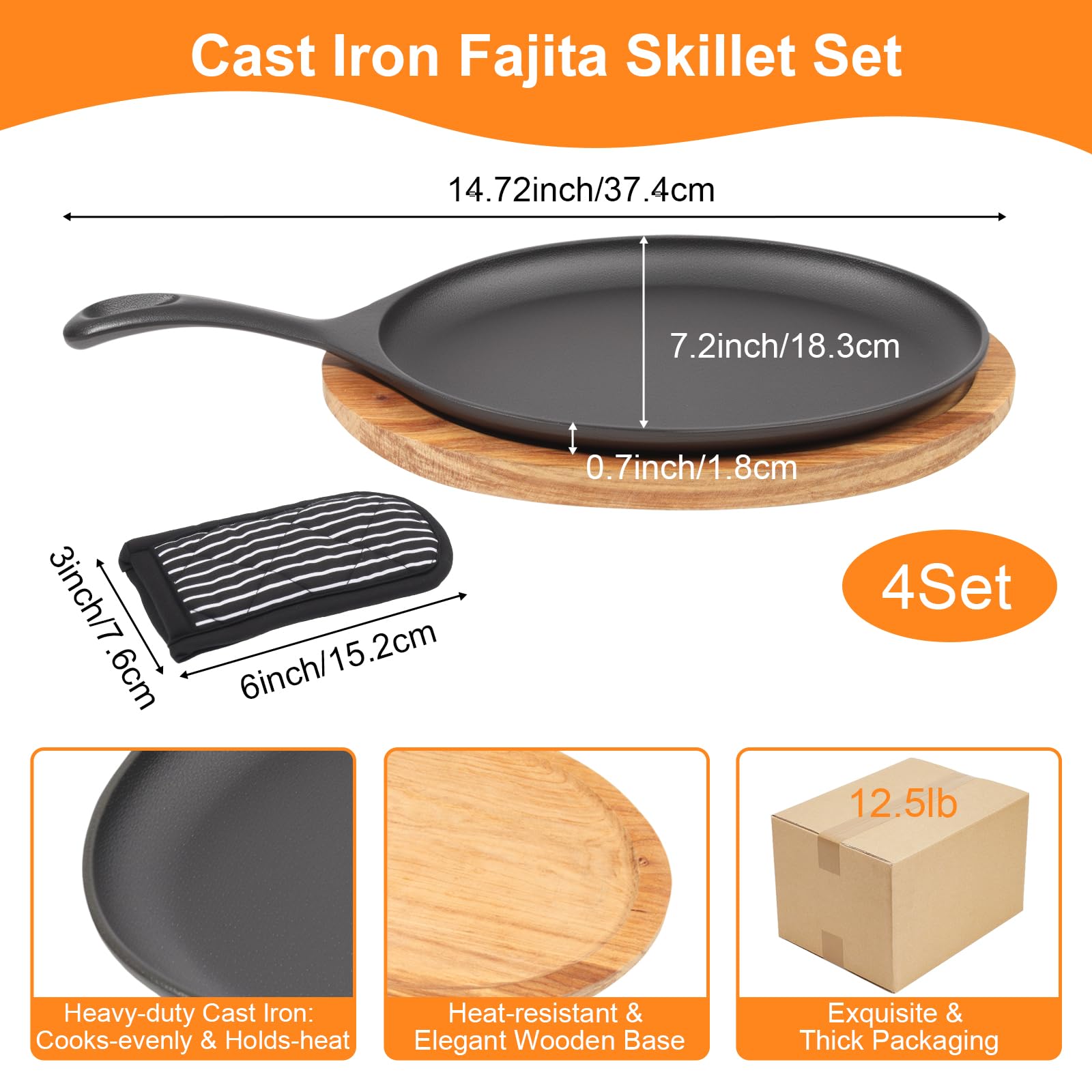 Cast Iron Fajita Skillet Set - Sizzling Hot! -2 Cast Iron Fajita Skillet Set - Sizzling Hot! -2
