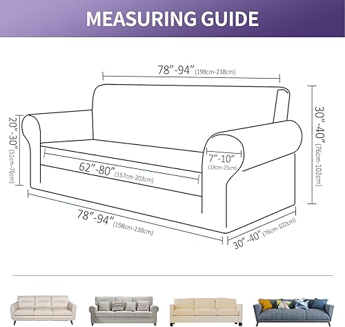 Miniatura 2 de Joccun - Funda elástica para sofá, 1 unidad, repelente al agua, para sofá de 3 cojines, hecha de jacquard de elastano, lavable, ideal para la sala,