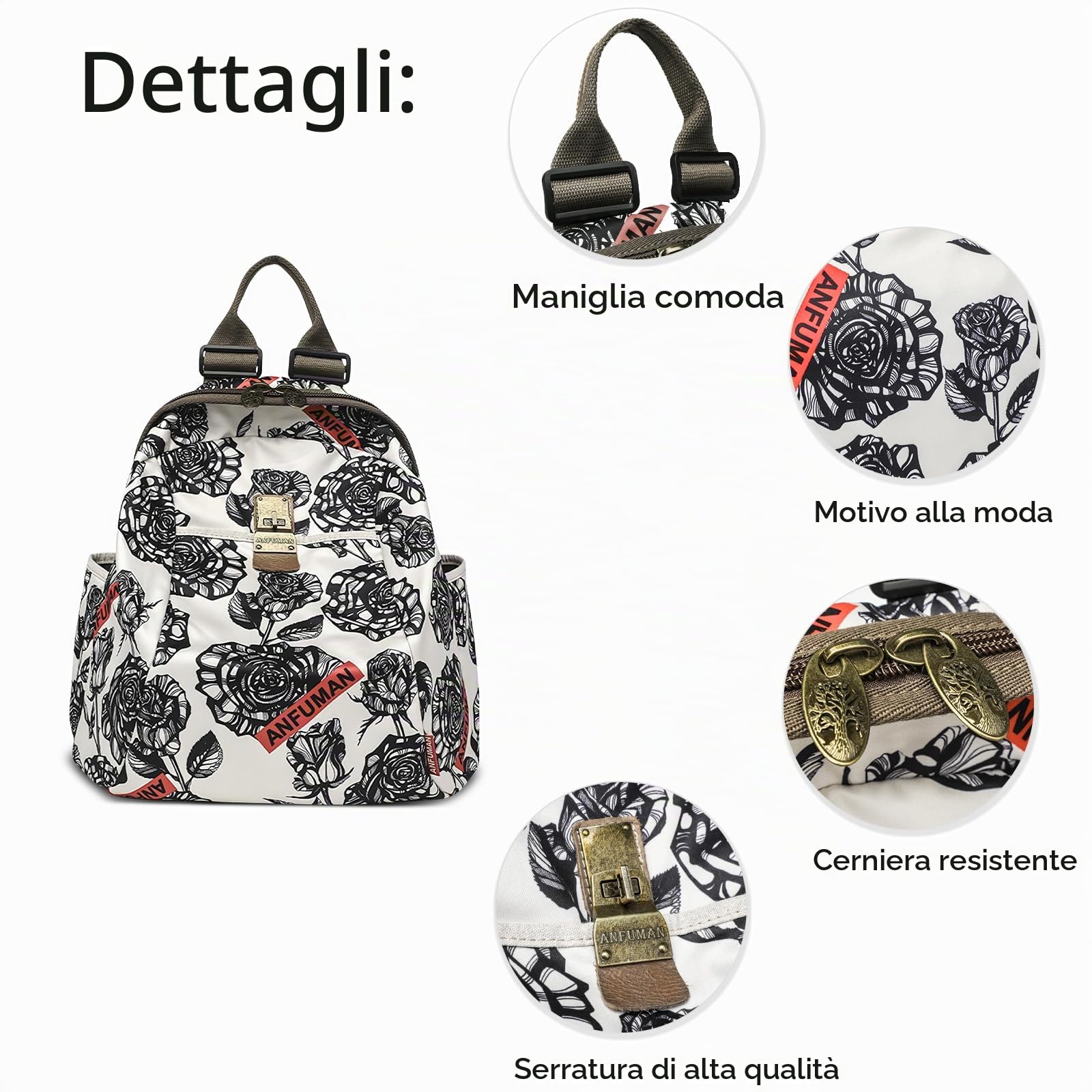 DIRRONA Moda Stampato Zaino Da Donna Per 14 Pollici Computer Portatile Casuale Borse A Tracolla Leggero Nylon Laptop Zaino Viaggio Lavoro Shopping Scuola Multifunzionale Dayback Rosa