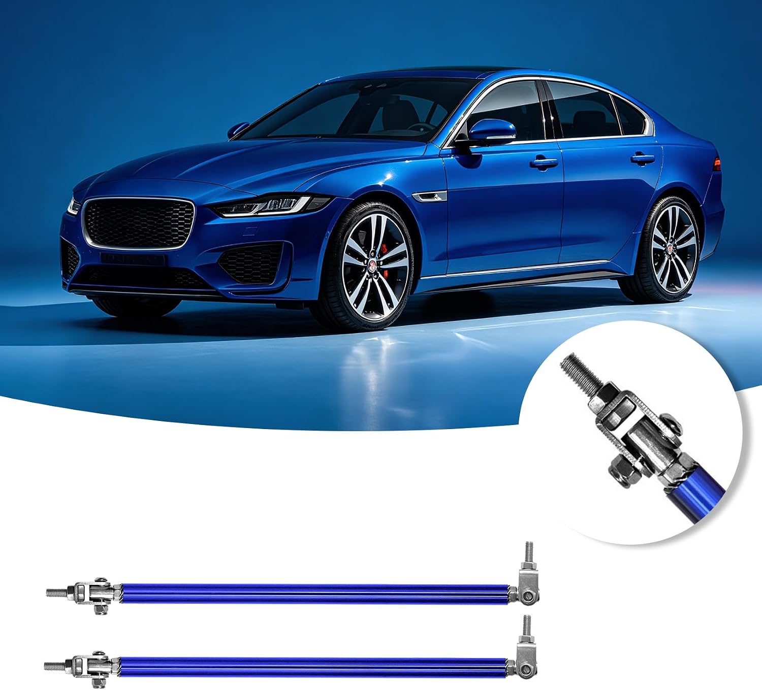 2PCS 8"-11" Adjustable Splitter Strut Rods, Front Splitter Support Rods, Automotive Front Bumper Lip Support Bars, Bumper Lip Splitter Diffuser Strut Rod Tie Bars Fit for Most Cars (Blue)