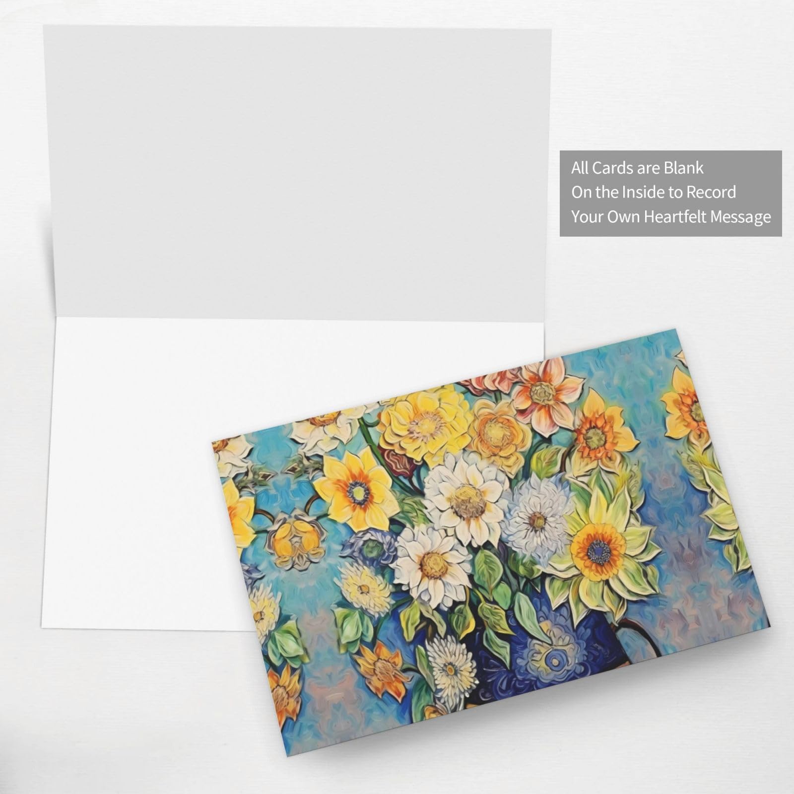 Best Paper Greetings – 48 Biglietti D'Auguri 'Thinking Of You' Con Fiori E Lamina Oro, 10x15 Cm, Con Buste, Bianchi All'Interno