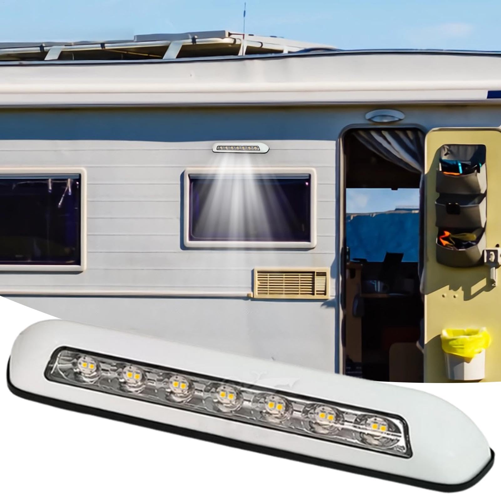 Luz LED para porche de RV, luces exteriores para RV - Focos impermeables para vehículos recreativos - Luz LED de repuesto para uso exterior, accesorios para vehículos recreativos para autocaravanas y