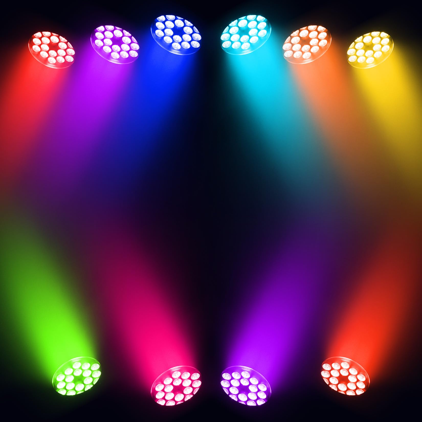 DJCLUB Luci da palcoscenico a LED IP67 impermeabili Par Light 18x18W RGBWA Colori UV Uplights 6 In1 Luce LED Controllo DMX Attrezzature DJ Illuminazione da discoteca per feste, club, bar, matrimoni