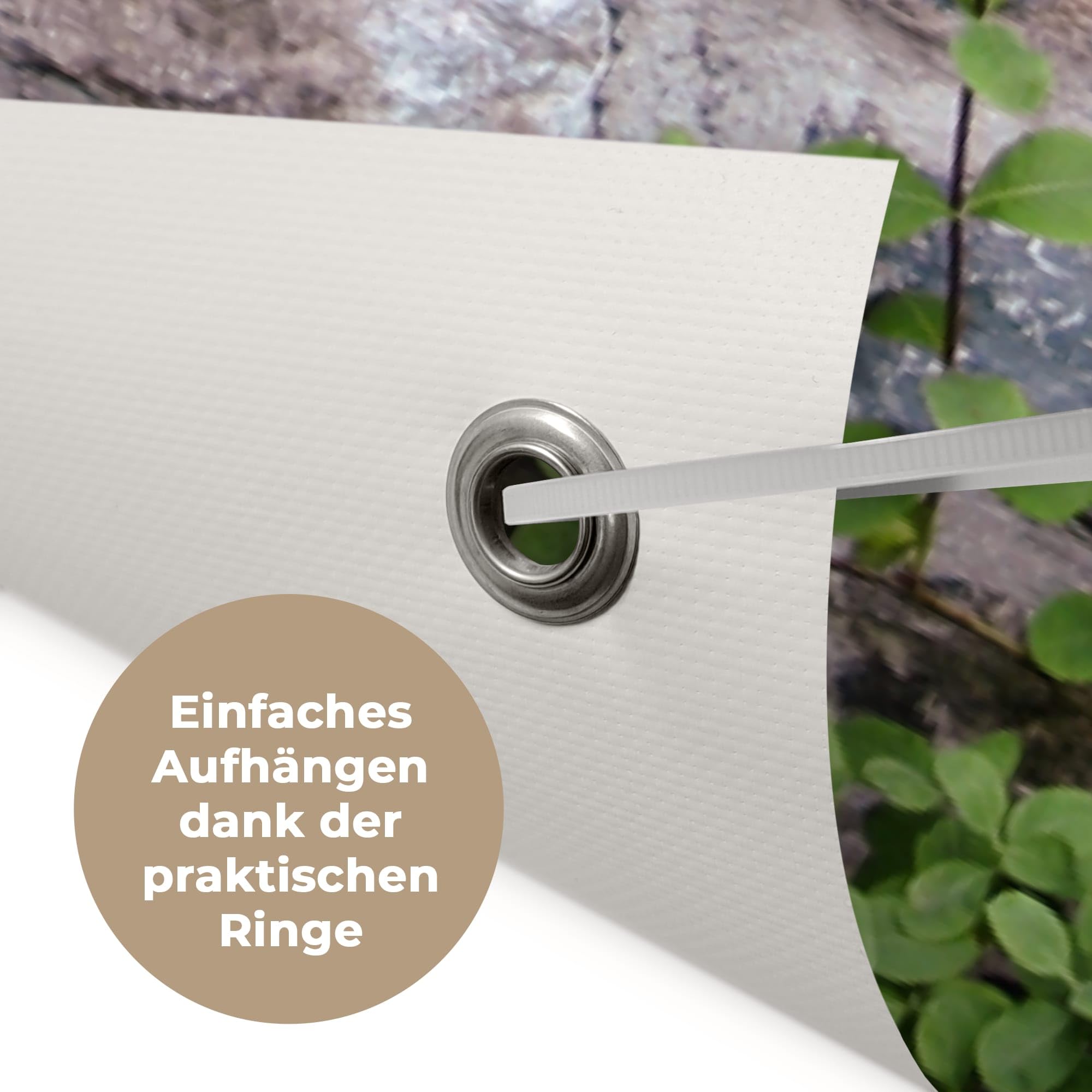 MuchoWow© Gartenposter Outdoor Bilder Gartendeko für draußen Wetterfest | 120x90 cm - Garten Deko Banner Sichtschutzmatte Draußen Bild Meer - Sonnenuntergang - Ausblick