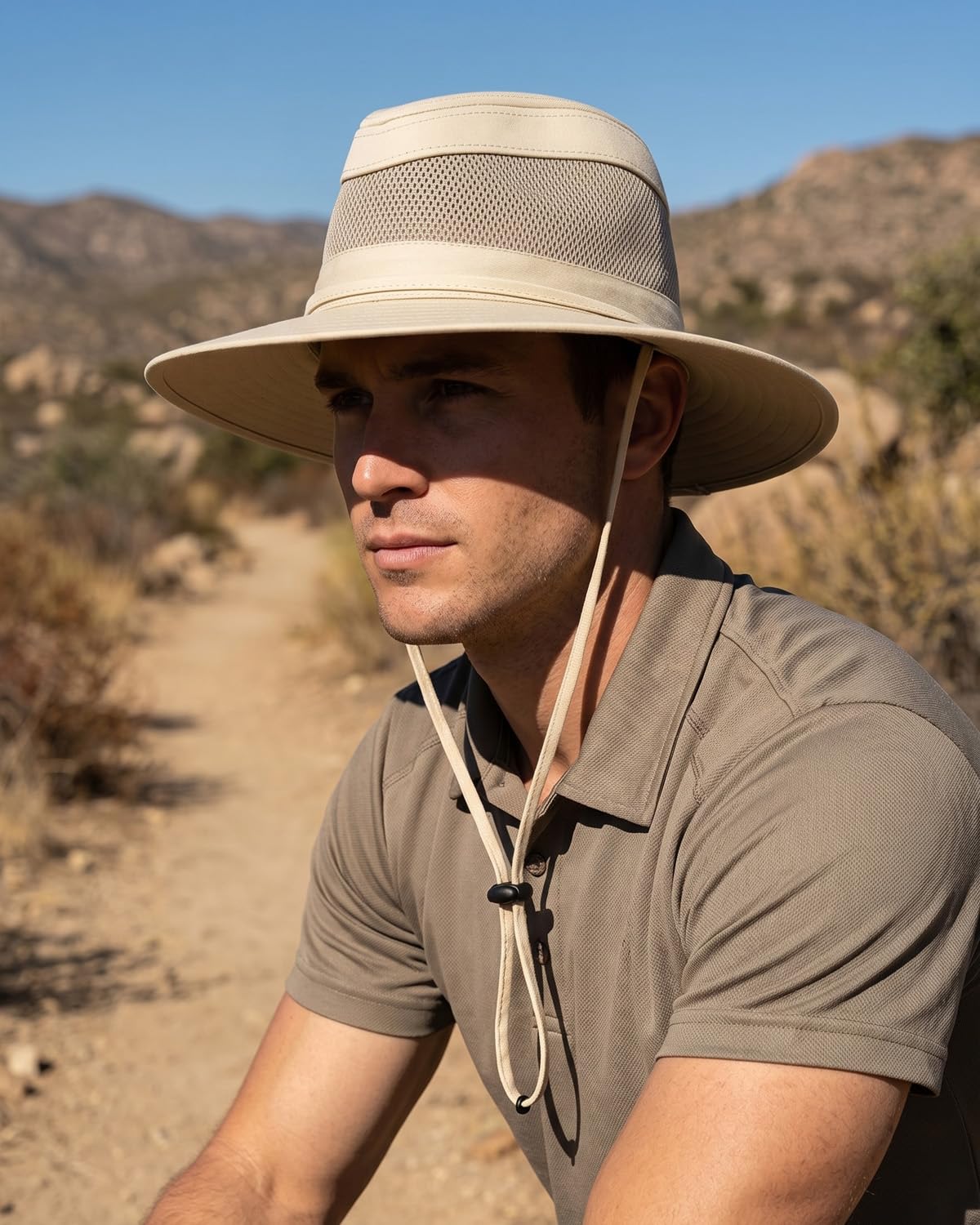 Zylioo Breezer Hat Für Großen Kpof,Mesh Cowboyhut Safari Sun Hat Größe 57-62cm,Sonnenschutz Sommer Panamahut