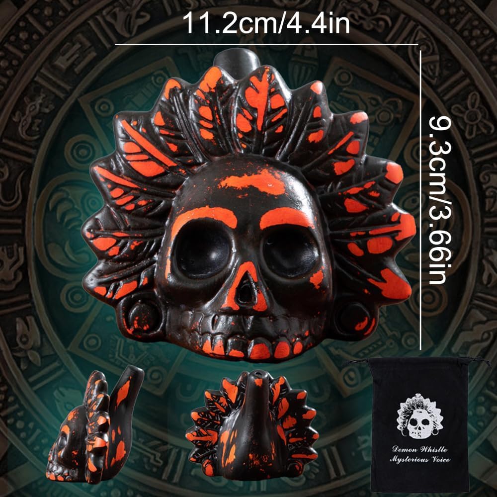 Aztec Death Whistle, 126 dB+ Human Screaming Sounds, Halloween Theme Party Skull Human Loud Screaming Aztec War Whistle - Image 2