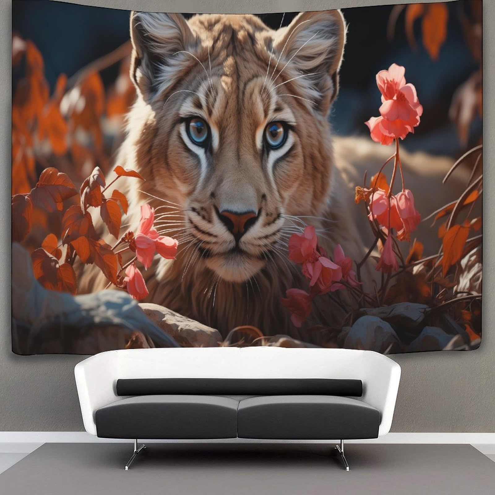 kaiyun Animal Tapestry Majestic Cougar Wall Hanging Tapestries for Bedroom Living Room Apartment Dorm Decorations Wall Art Decor 130cmx150cm