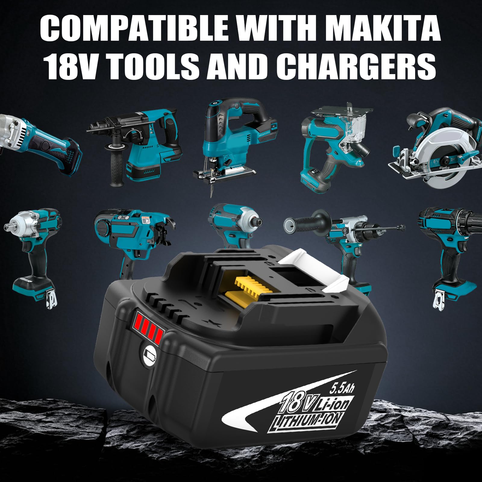 2 × Rechange pour Makita Batterie 18V 5.5Ah